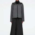 COS Hooded Double-Face Wool Jacket – Grey