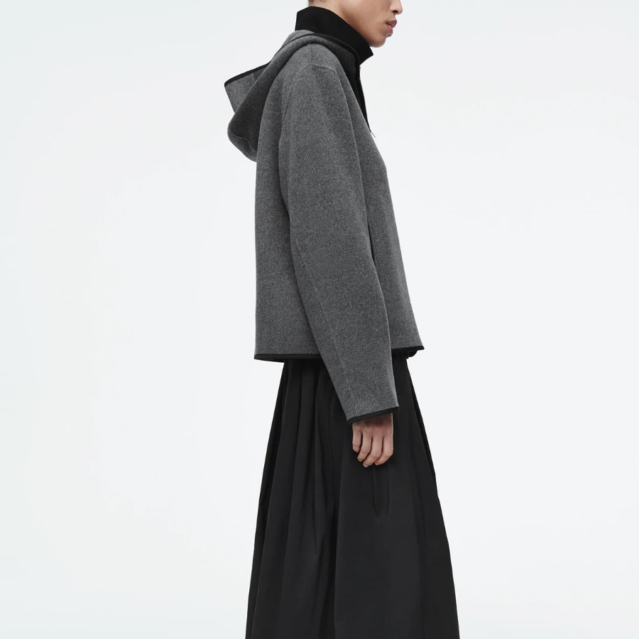 COS Hooded Double-Face Wool Jacket – Grey