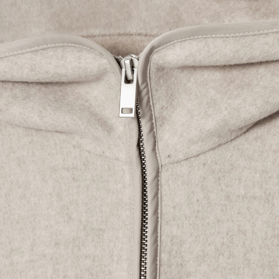 COS Hooded Double-Face Wool Jacket – Light Beige