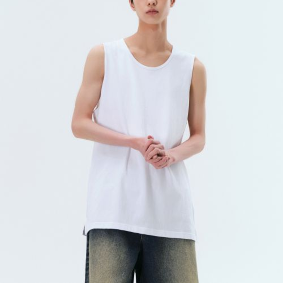 Layered Scoop Neck Sleeveless Top — White