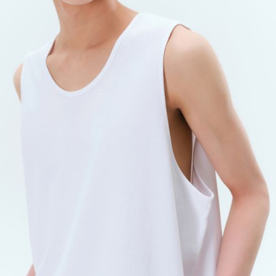 Layered Scoop Neck Sleeveless Top — White