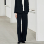 KUHO [Summer Icon Slacks] [Edit] Summer Wool Mixed Wide Fit Pants – Black