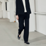 KUHO [Summer Icon Slacks] [Edit] Summer Wool Mixed Wide Fit Pants – Black