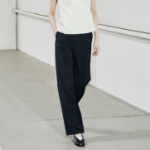 KUHO [Summer Icon Slacks] [Edit] Summer Wool Mixed Wide Fit Pants – Black