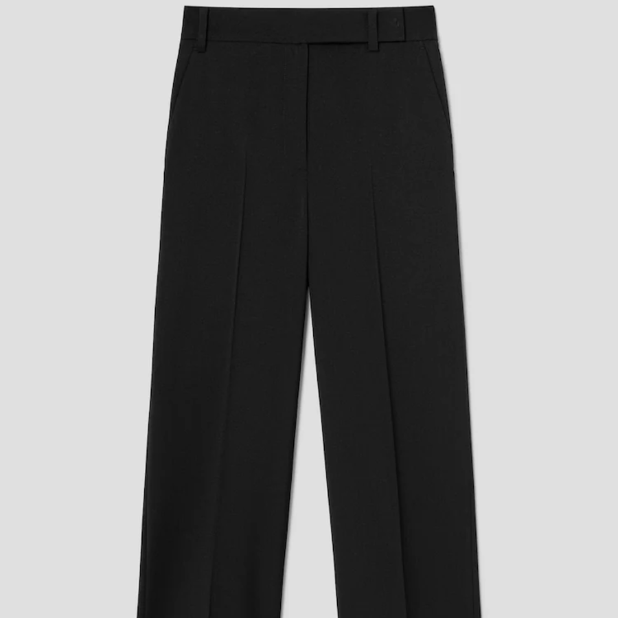 KUHO [Summer Icon Slacks] [Edit] Summer Wool Mixed Wide Fit Pants – Black