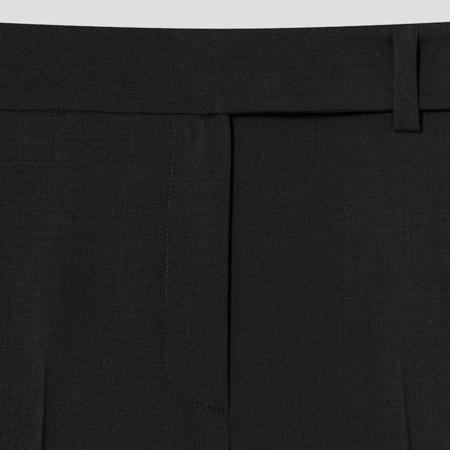 KUHO [Summer Icon Slacks] [Edit] Summer Wool Mixed Wide Fit Pants – Black