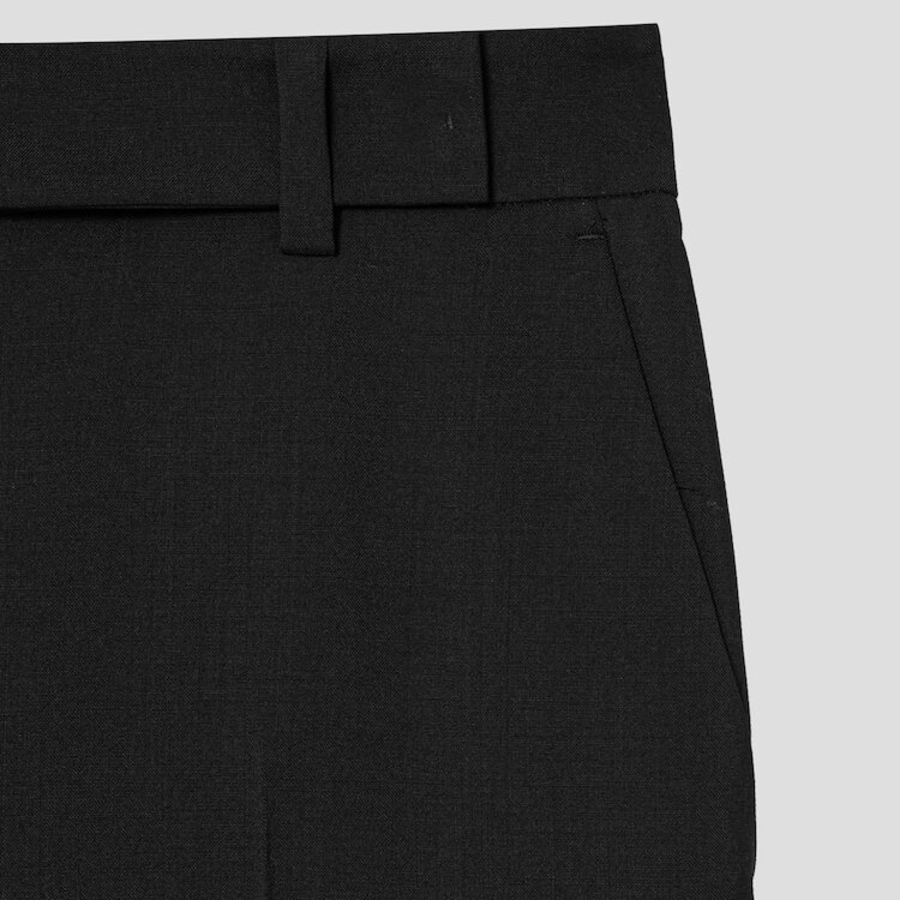 KUHO [Summer Icon Slacks] [Edit] Summer Wool Mixed Wide Fit Pants – Black