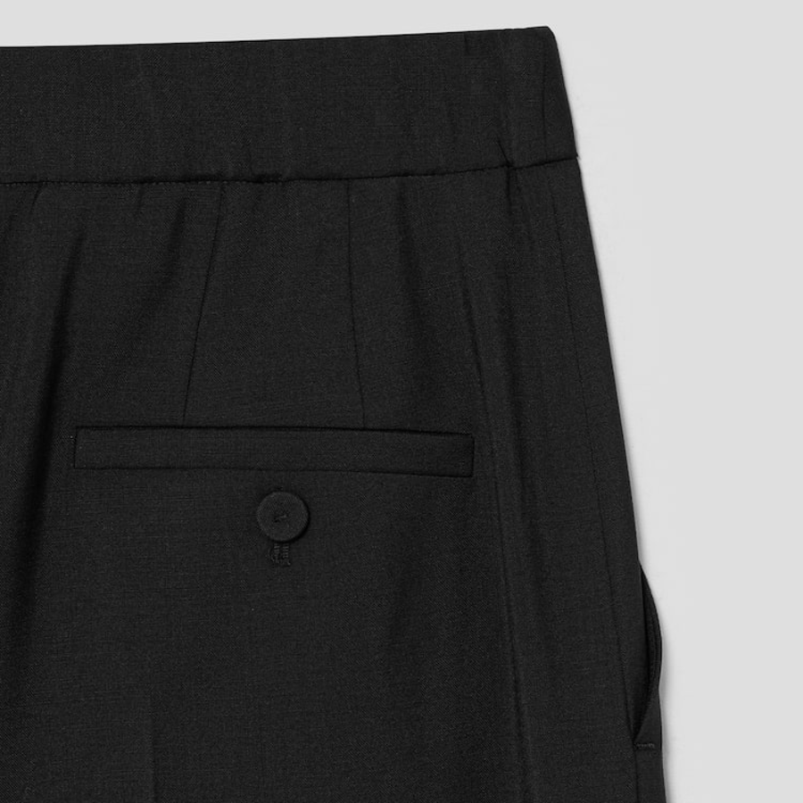 KUHO [Summer Icon Slacks] [Edit] Summer Wool Mixed Wide Fit Pants – Black