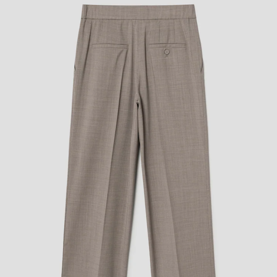 KUHO [Summer Icon Slacks] [Edit] Summer Wool Mixed Wide Fit Pants – Beige
