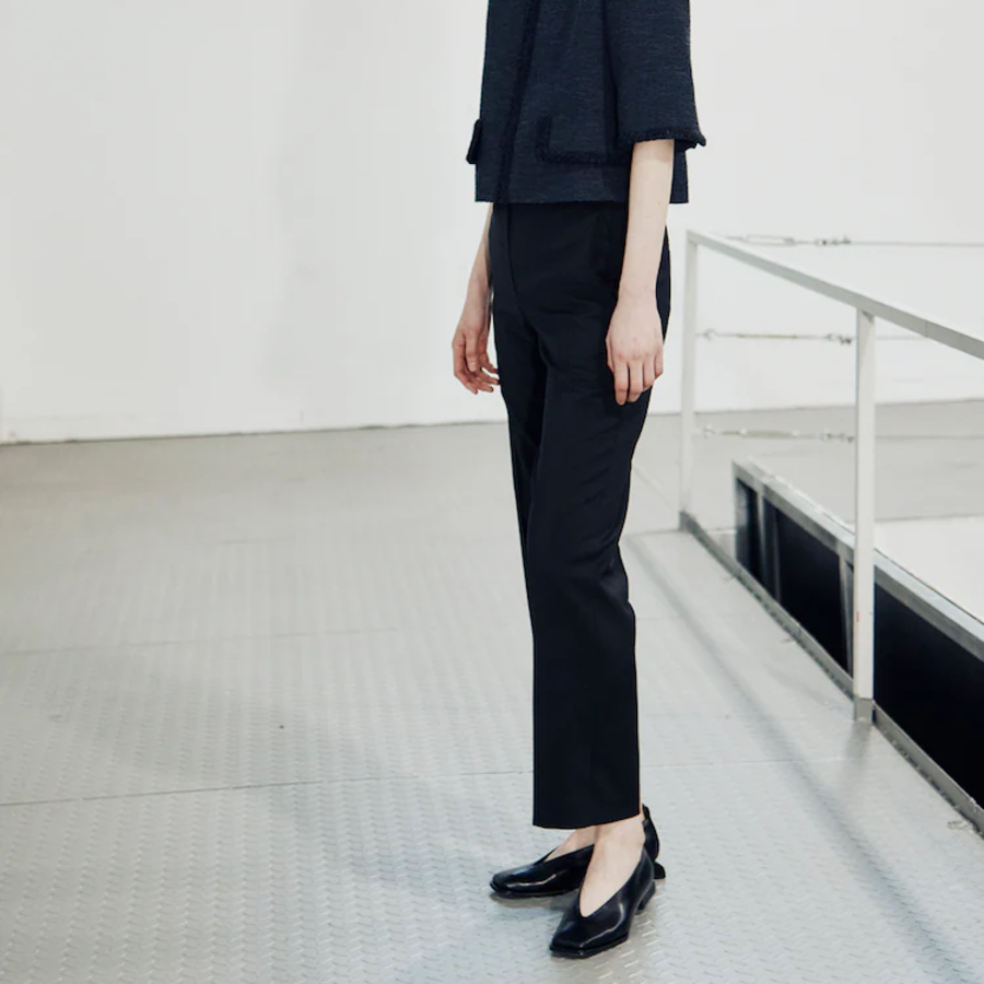 KUHO [Edit] Summer Wool Mixed Straight Fit Pants - Black