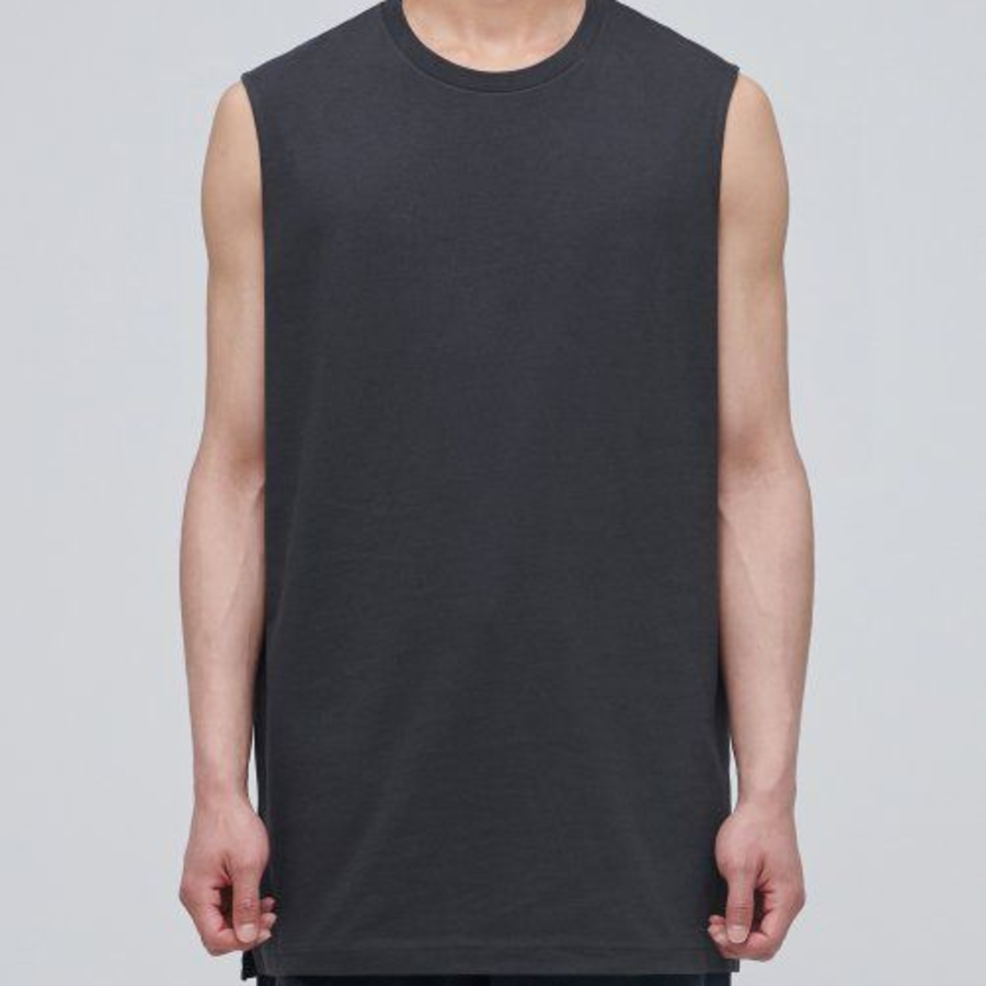 Layered Sleeveless Top (Long Length) — Dark Grey