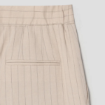 KUHO [Summer Icon Slacks] [Edit] Linen Blend Striped Wide Fit Pants - Beige