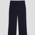 KUHO [Summer Icon Slacks] [Edit] Linen Blend Striped Wide Fit Pants - Navy