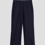 KUHO [Summer Icon Slacks] [Edit] Linen Blend Striped Wide Fit Pants - Navy