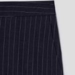 KUHO [Summer Icon Slacks] [Edit] Linen Blend Striped Wide Fit Pants - Navy