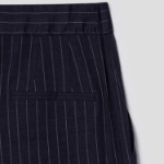 KUHO [Summer Icon Slacks] [Edit] Linen Blend Striped Wide Fit Pants - Navy