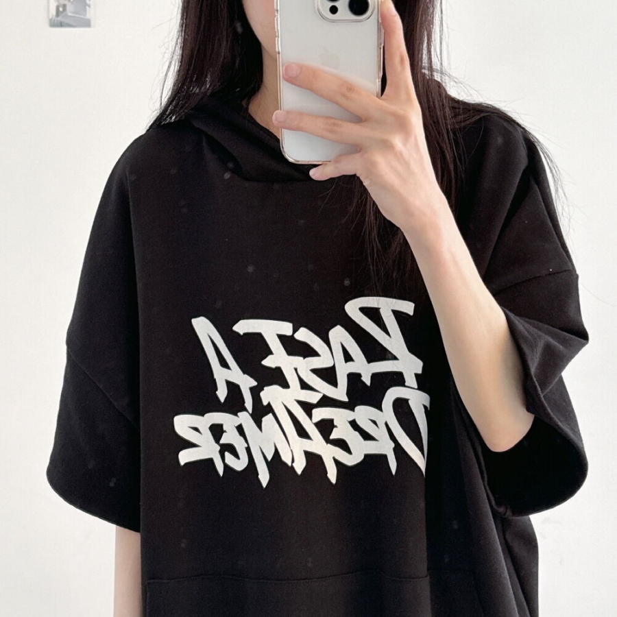 Dream Lettering – оверсайз худи-футболка с коротким рукавом