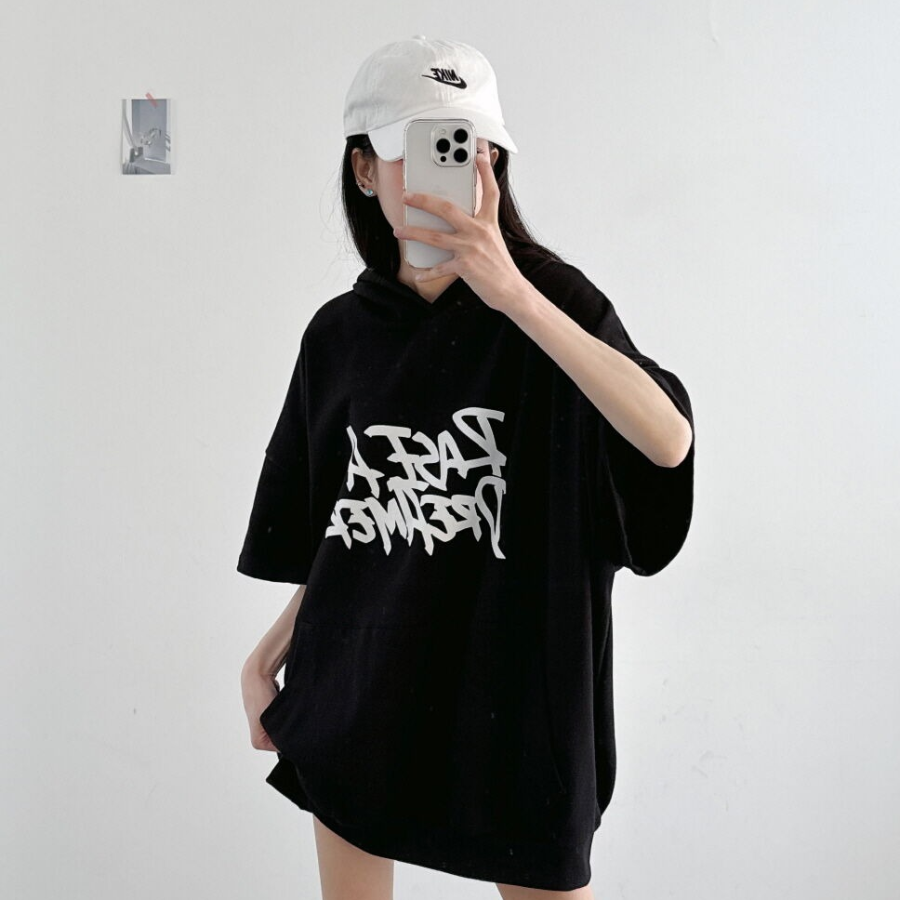 Dream Lettering – оверсайз худи-футболка с коротким рукавом