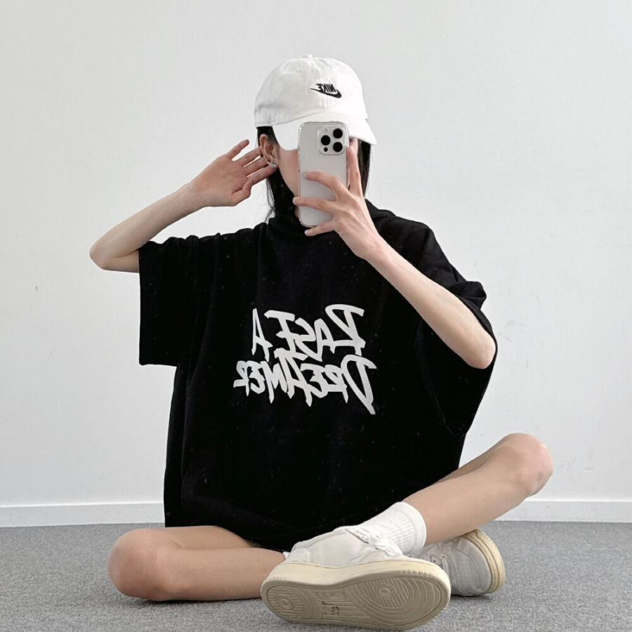 Dream Lettering – оверсайз худи-футболка с коротким рукавом