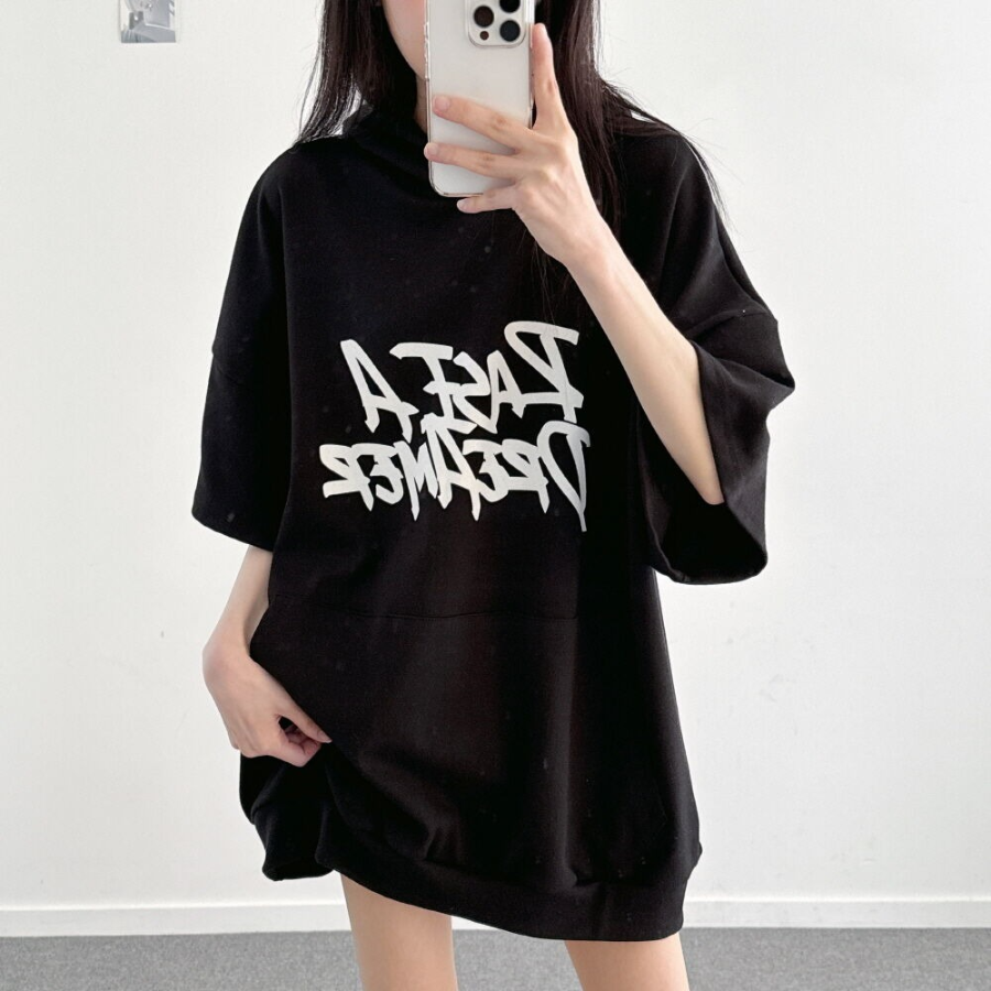 Dream Lettering – оверсайз худи-футболка с коротким рукавом