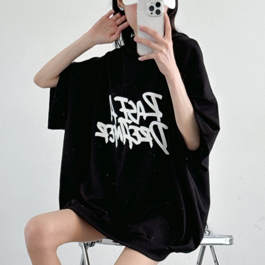 Dream Lettering – оверсайз худи-футболка с коротким рукавом