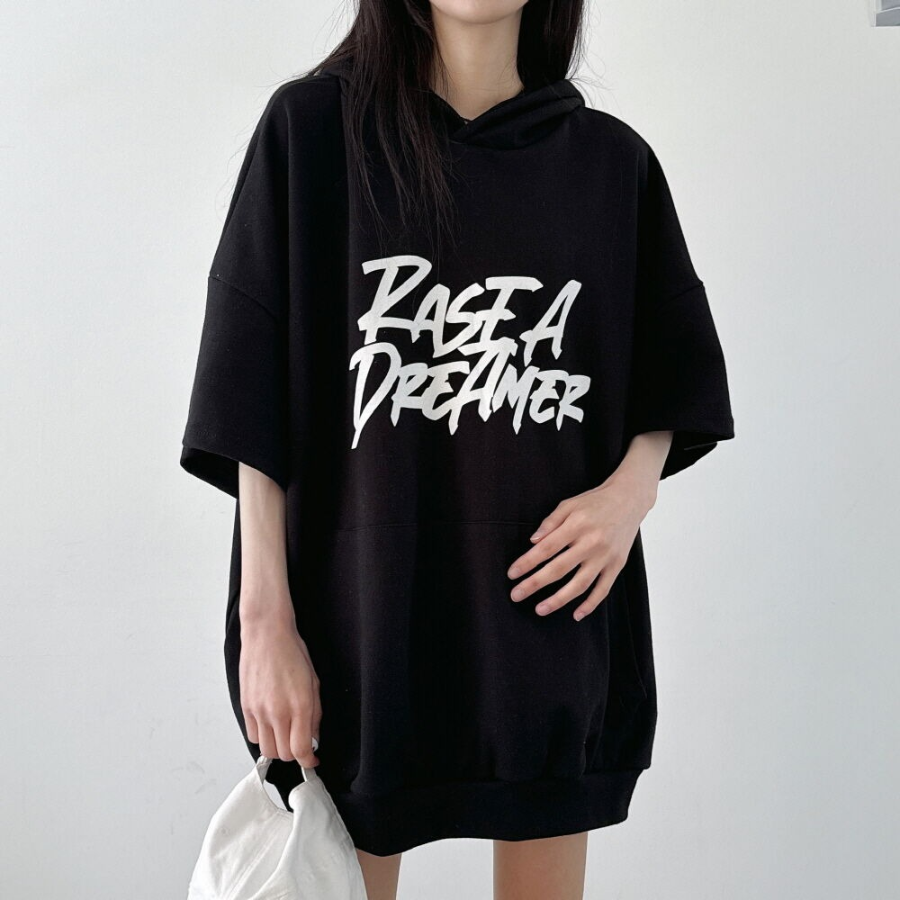 Dream Lettering – оверсайз худи-футболка с коротким рукавом