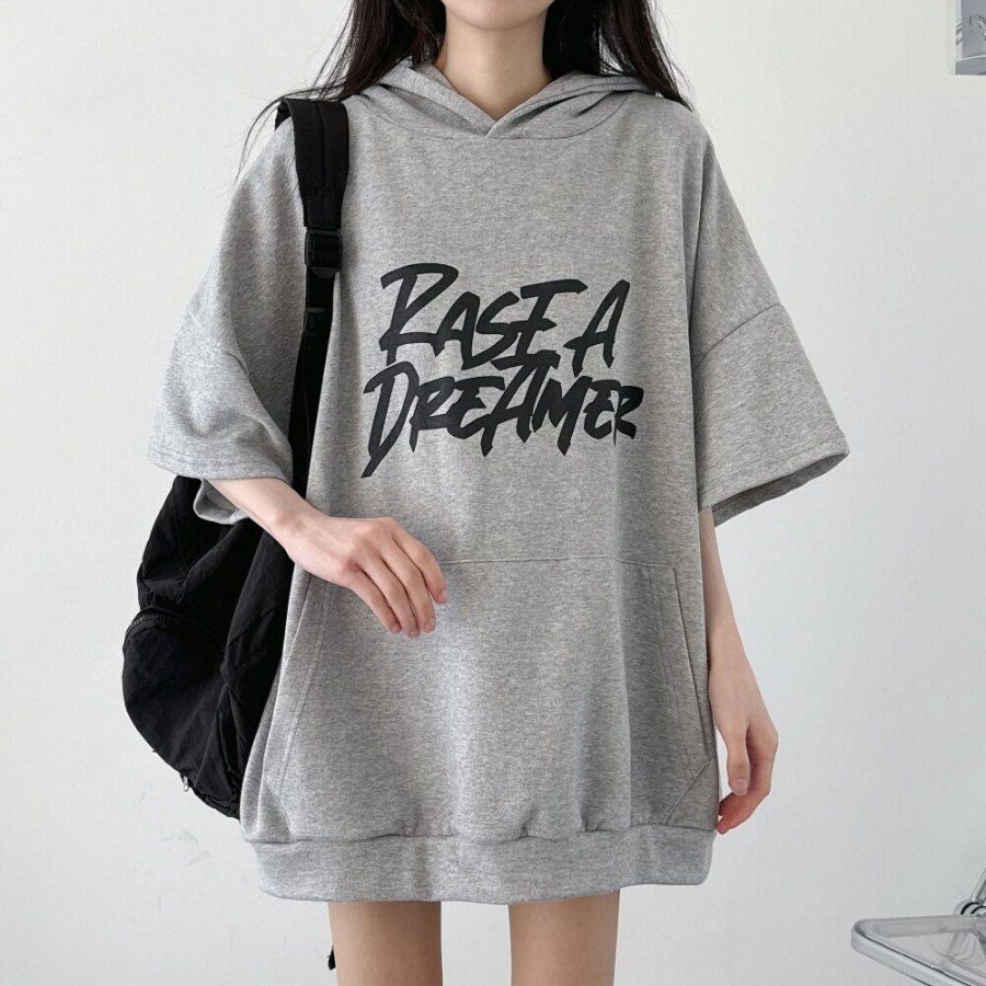 Dream Lettering – оверсайз худи-футболка с коротким рукавом