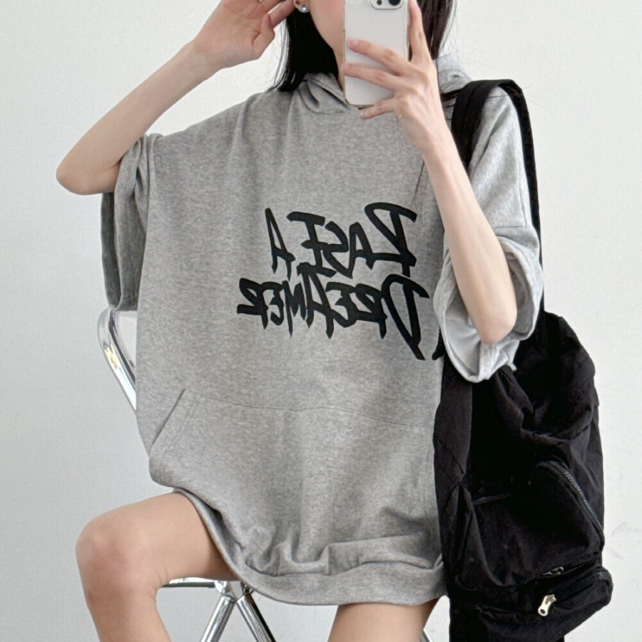 Dream Lettering – оверсайз худи-футболка с коротким рукавом