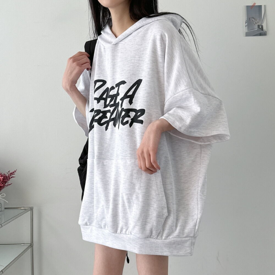 Dream Lettering – оверсайз худи-футболка с коротким рукавом