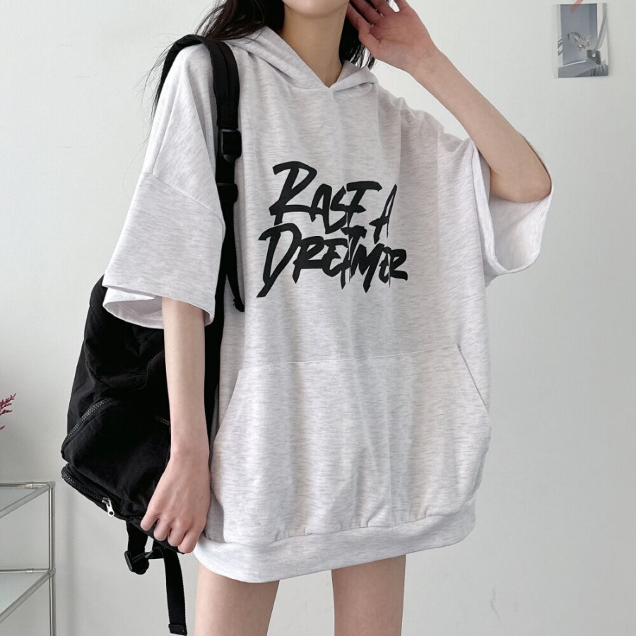 Dream Lettering – оверсайз худи-футболка с коротким рукавом