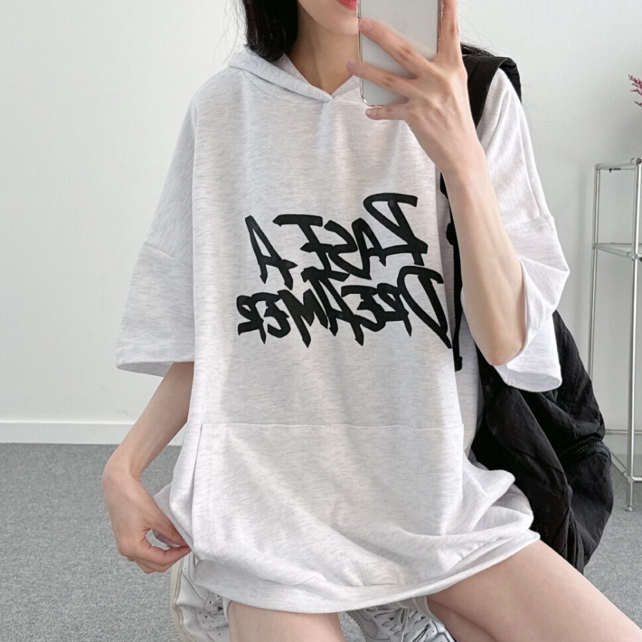 Dream Lettering – оверсайз худи-футболка с коротким рукавом