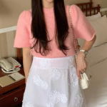 LEA – Puff Sleeve Short-Sleeve Knit T-shirt