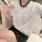 MOLLIEN – Ribbon Embroidery Lovely Casual Summer Knit T-shirt