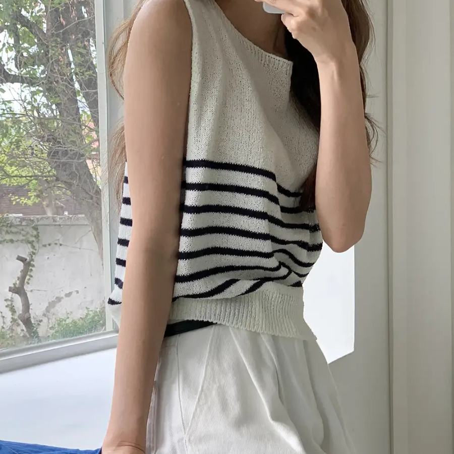 BOUCLE STRIPE – Knit T-shirt