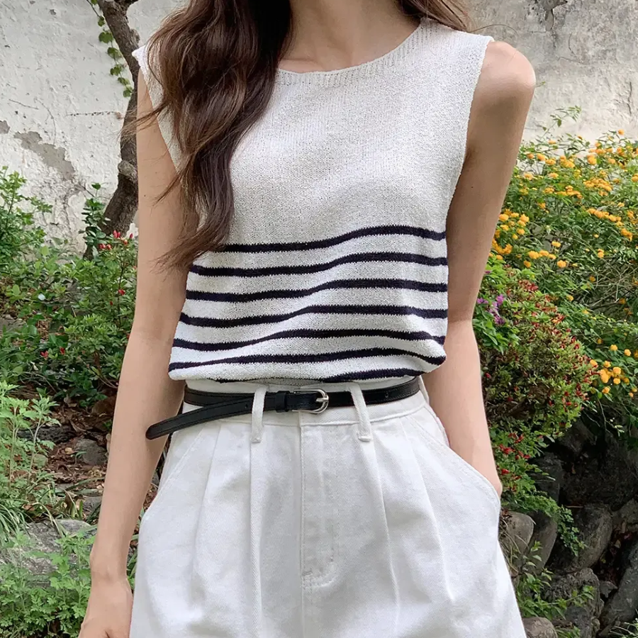 BOUCLE STRIPE – Knit T-shirt