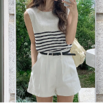 BOUCLE STRIPE – Knit T-shirt