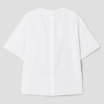 KUHO [Crease Series] Texture Half-Sleeved Blouse - White