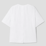 KUHO [Crease Series] Texture Half-Sleeved Blouse - White