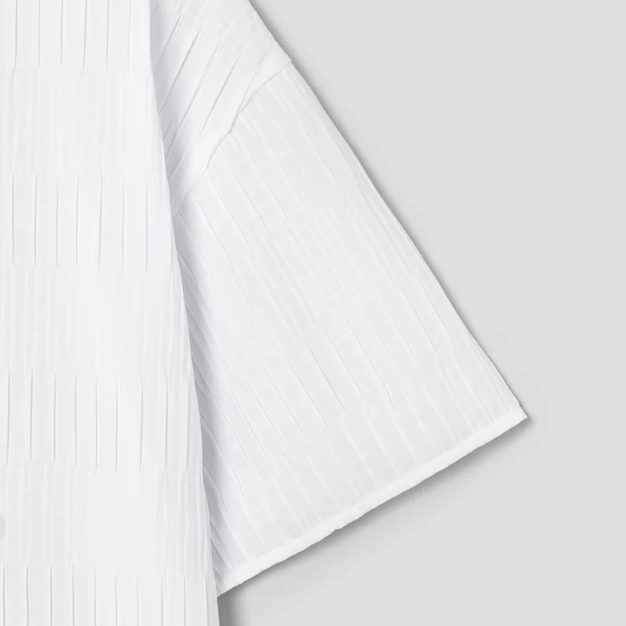 KUHO [Crease Series] Texture Half-Sleeved Blouse - White