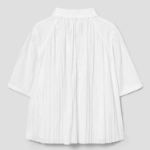 KUHO [Crease Series] Linen Blend Pleats Half-Sleeved Blouse - White