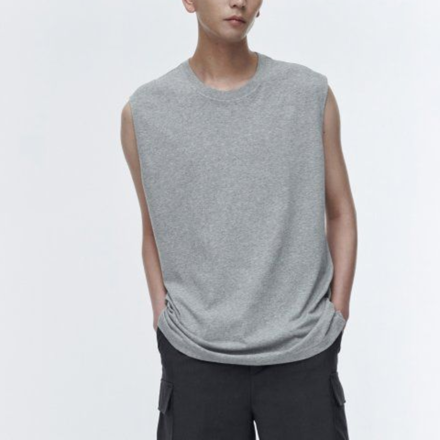 [Cooltandard] Relaxed Sleeveless Top — Medium Gray
