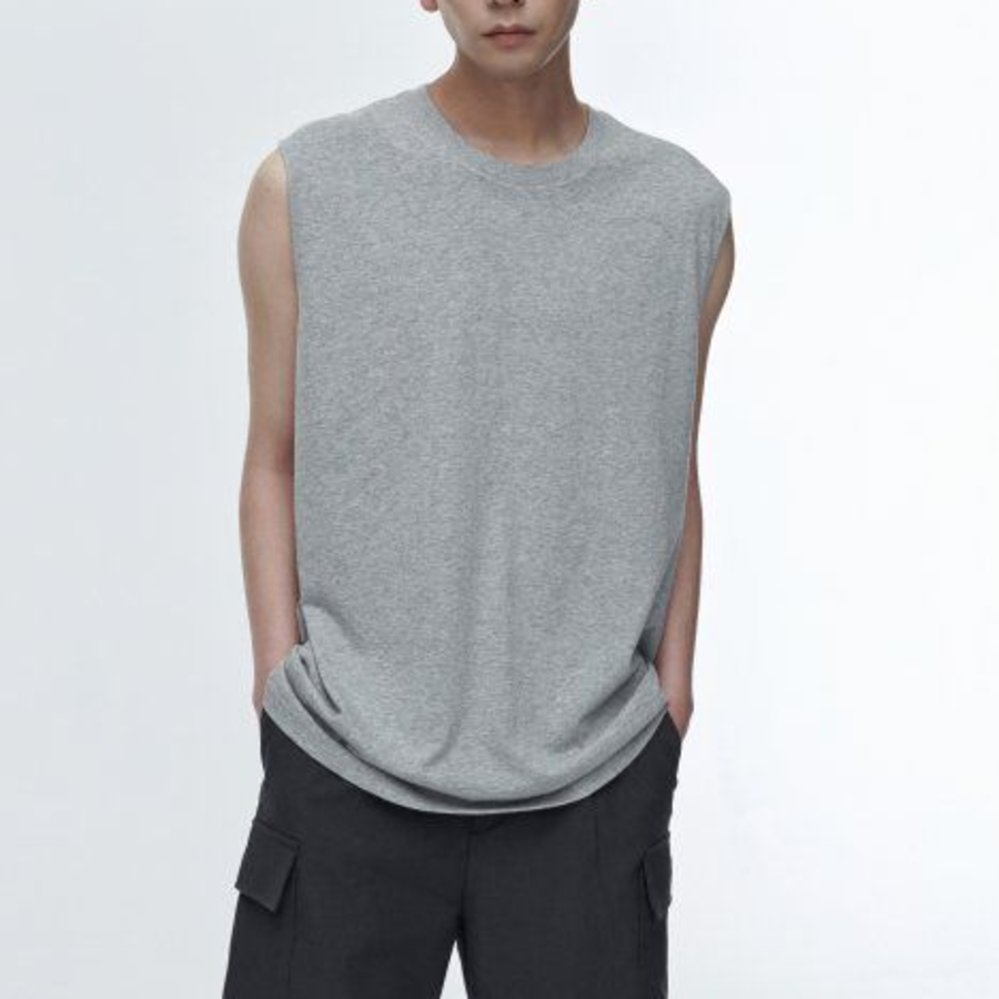[Cooltandard] Relaxed Sleeveless Top — Medium Gray