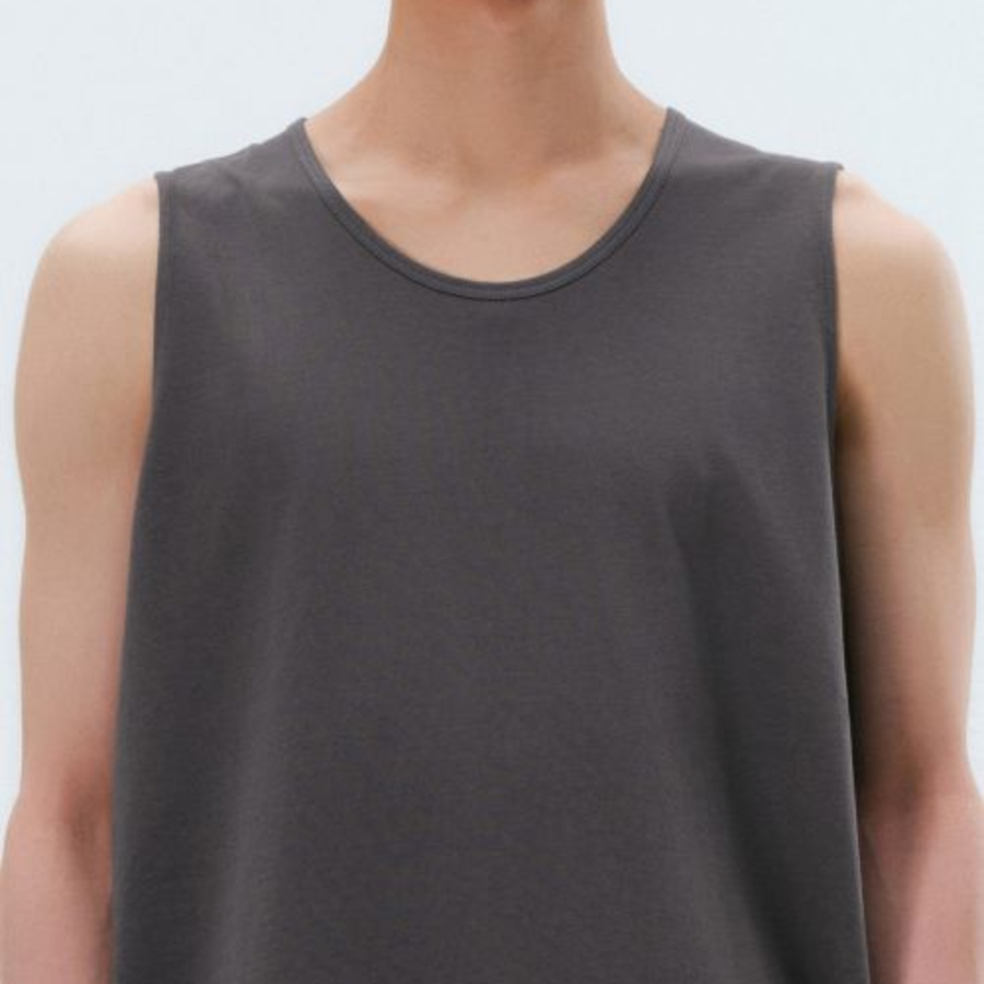 Layered Scoop Neck Sleeveless Top — Dark Grey