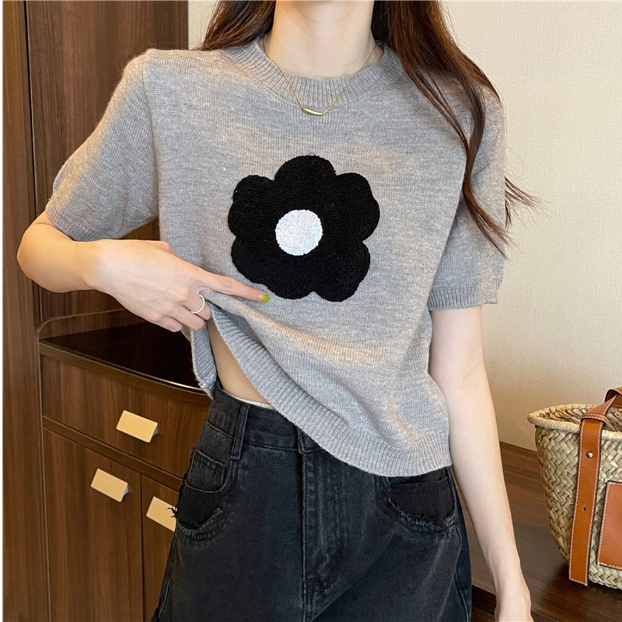 LATEN – Flower Short Sleeve Knit