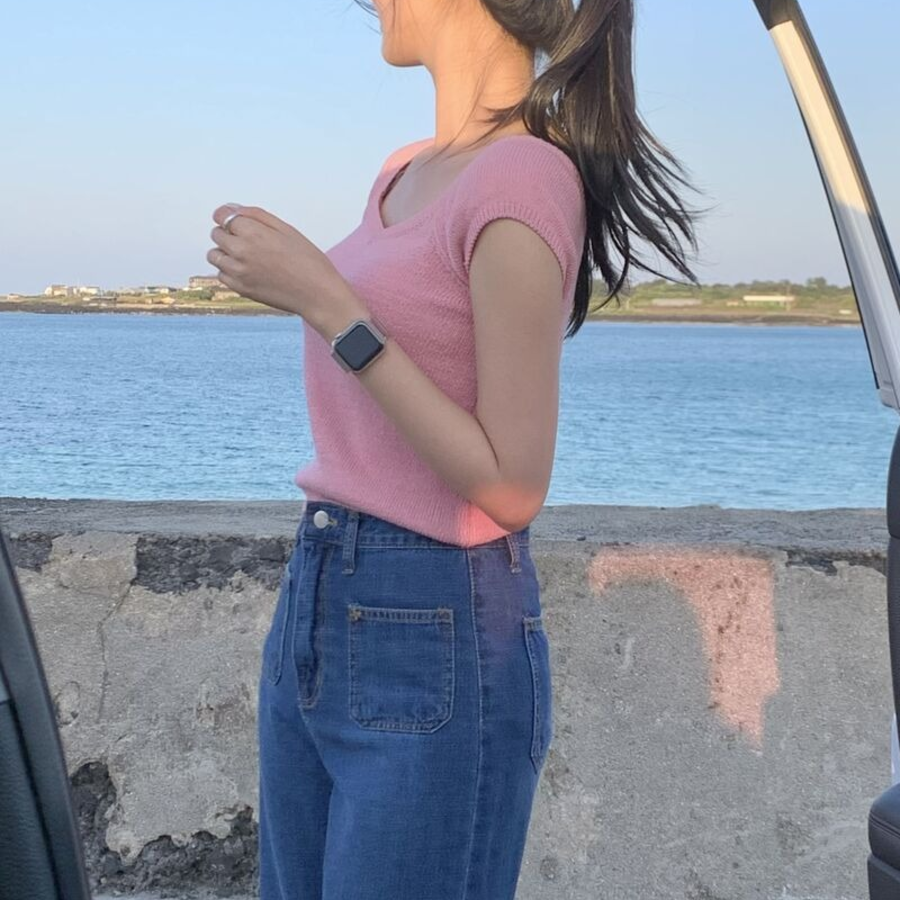 BELLA – Square Neck Raglan Cap Sleeve Knit