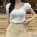 BELLA – Square Neck Raglan Cap Sleeve Knit