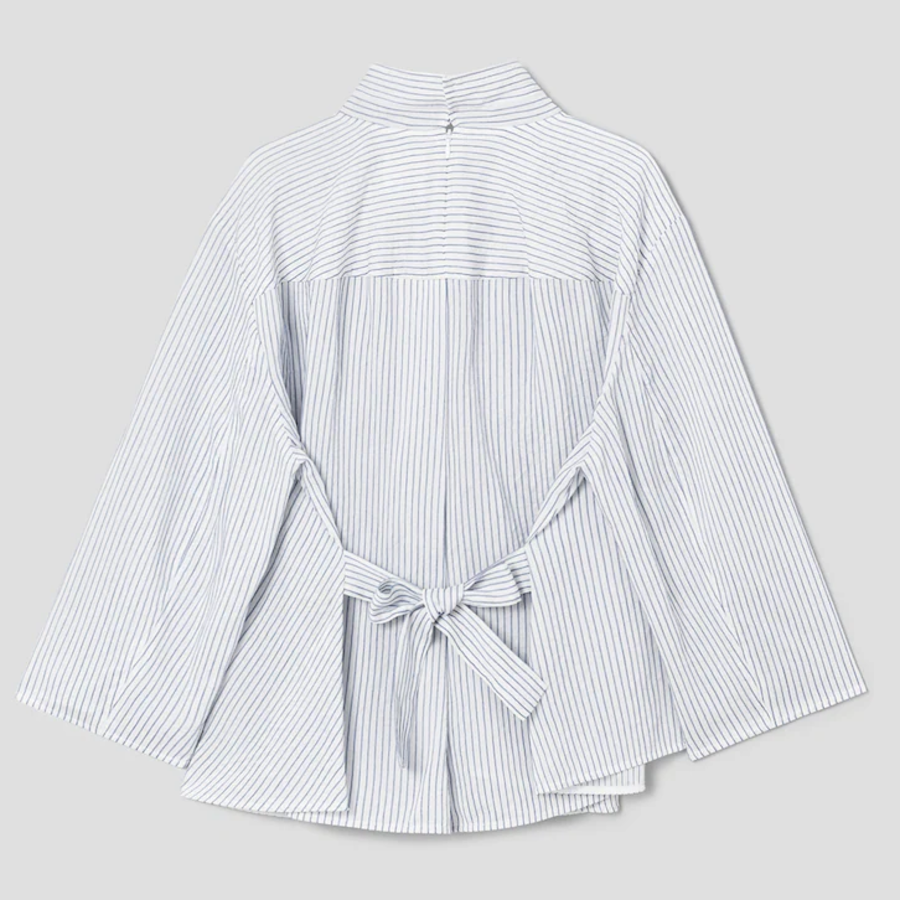 KUHO Half Neck Sleeve Blouse - Blue