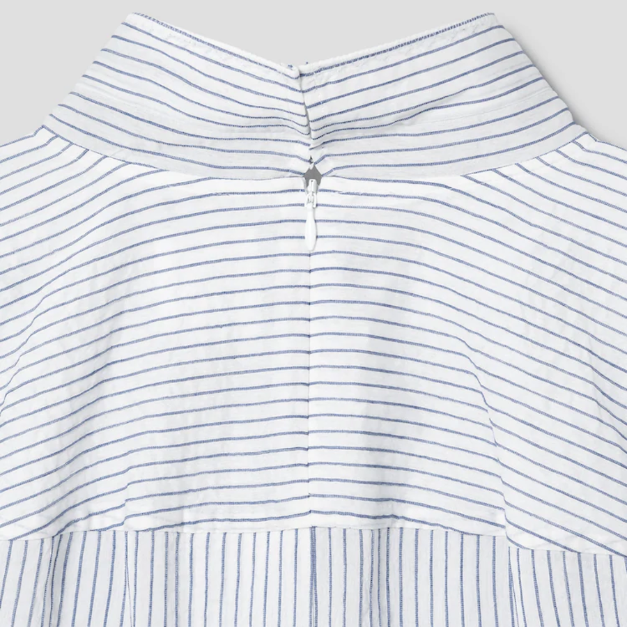 KUHO Half Neck Sleeve Blouse - Blue