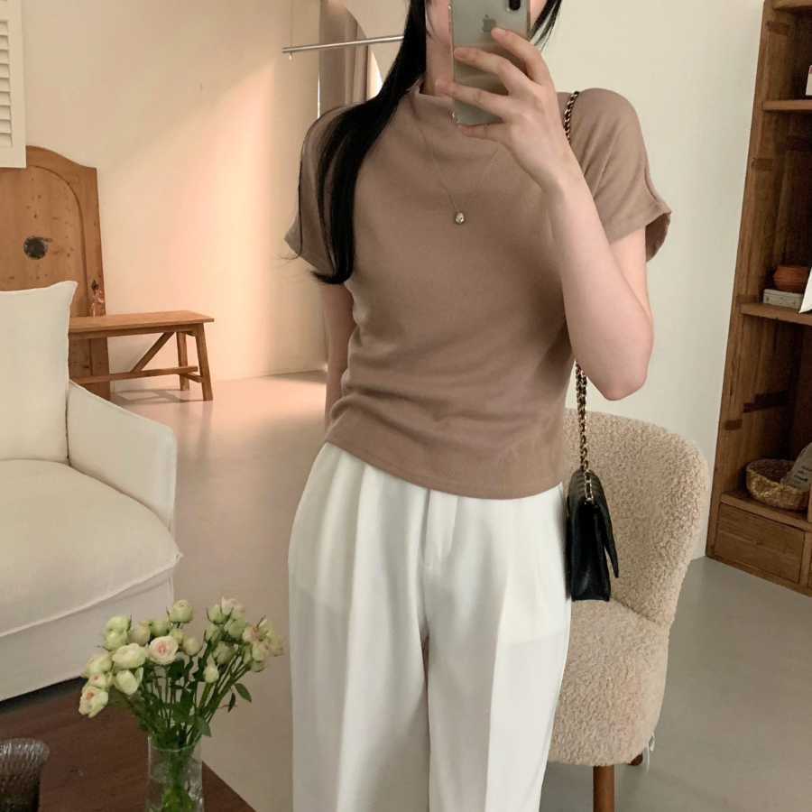 Classic – футболка Half Neck Knit Short Sleeve