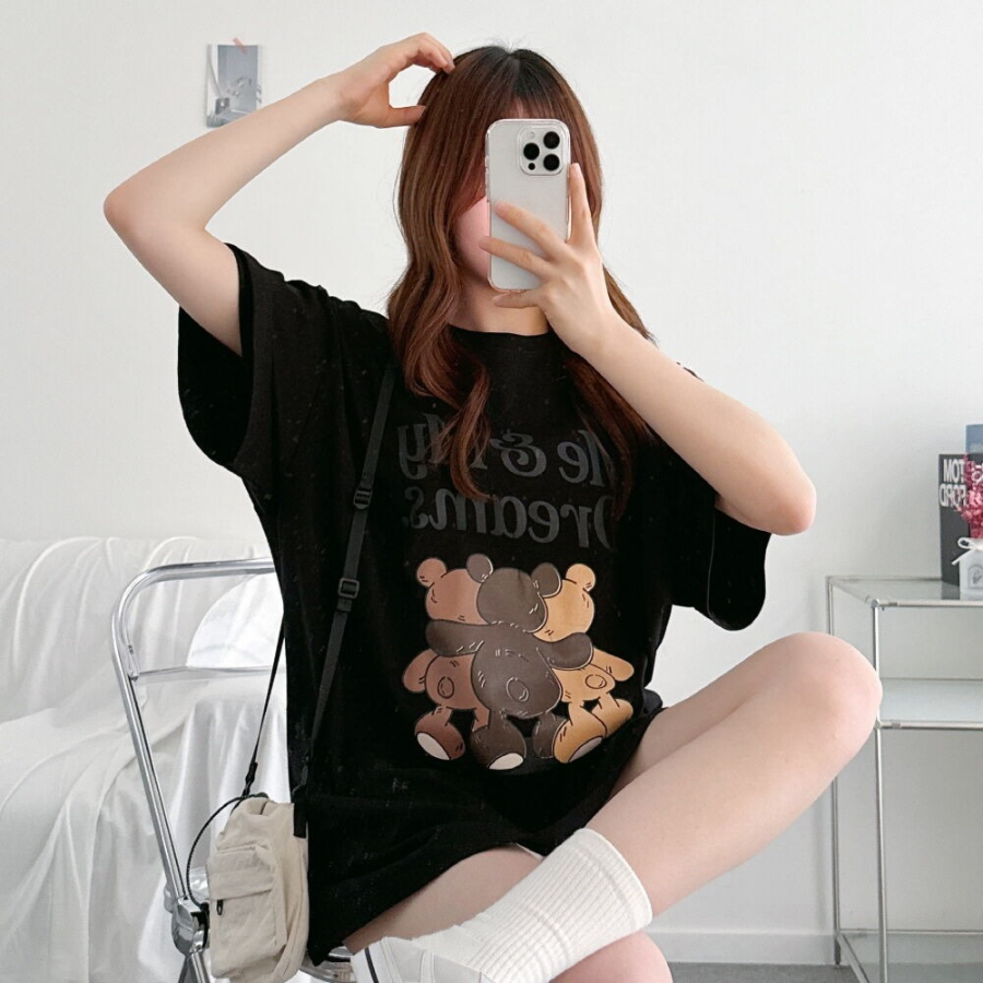 Three Bears Printing Overfit Short Sleeve T-shirt